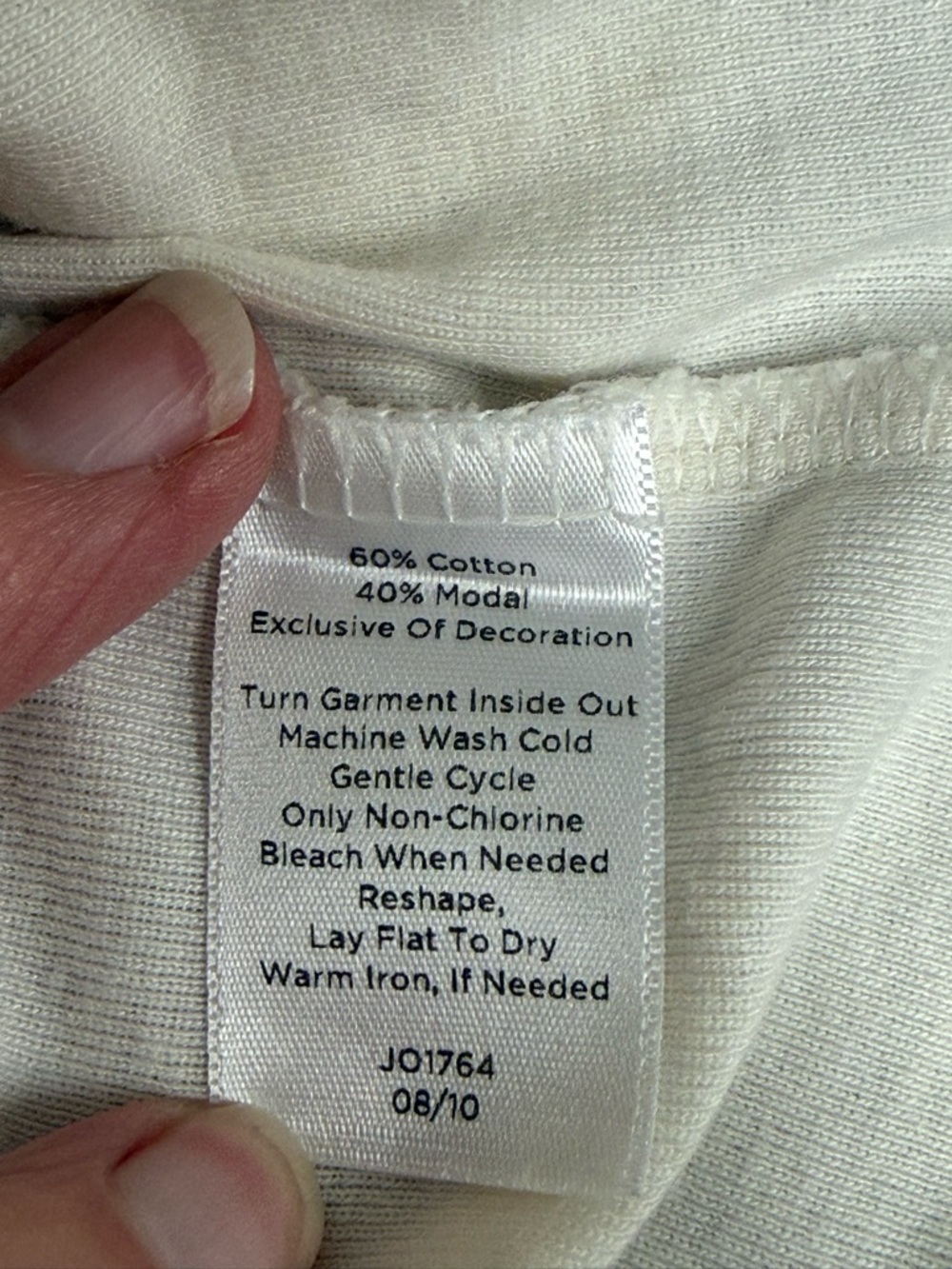 Talbots Petite Large Cream Floral Applique Tee Short Sleeve Knit Top - Picture 8 of 9